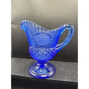 Vintage‎ Avon Fostoria Cobalt Blue Glass Mount Vernon Footed Pitcher Creamer